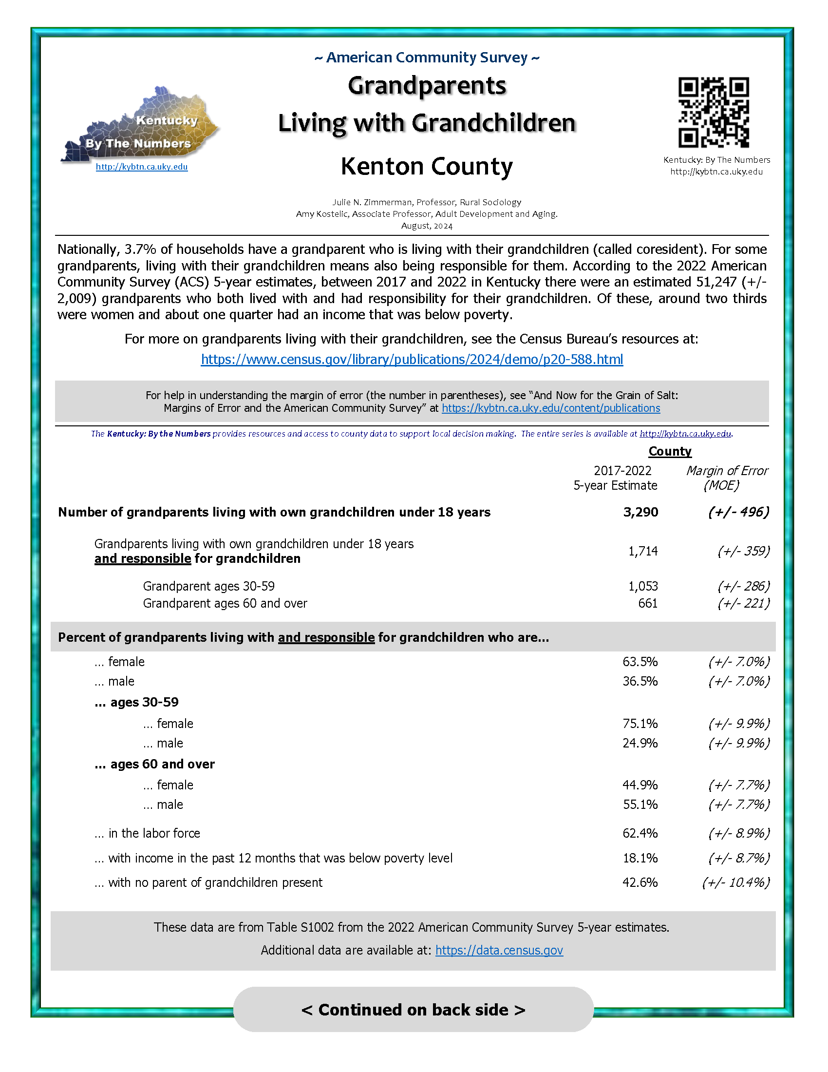 Image of Grandparents Raising Grandchildren issue of Kentucky By The Numbers