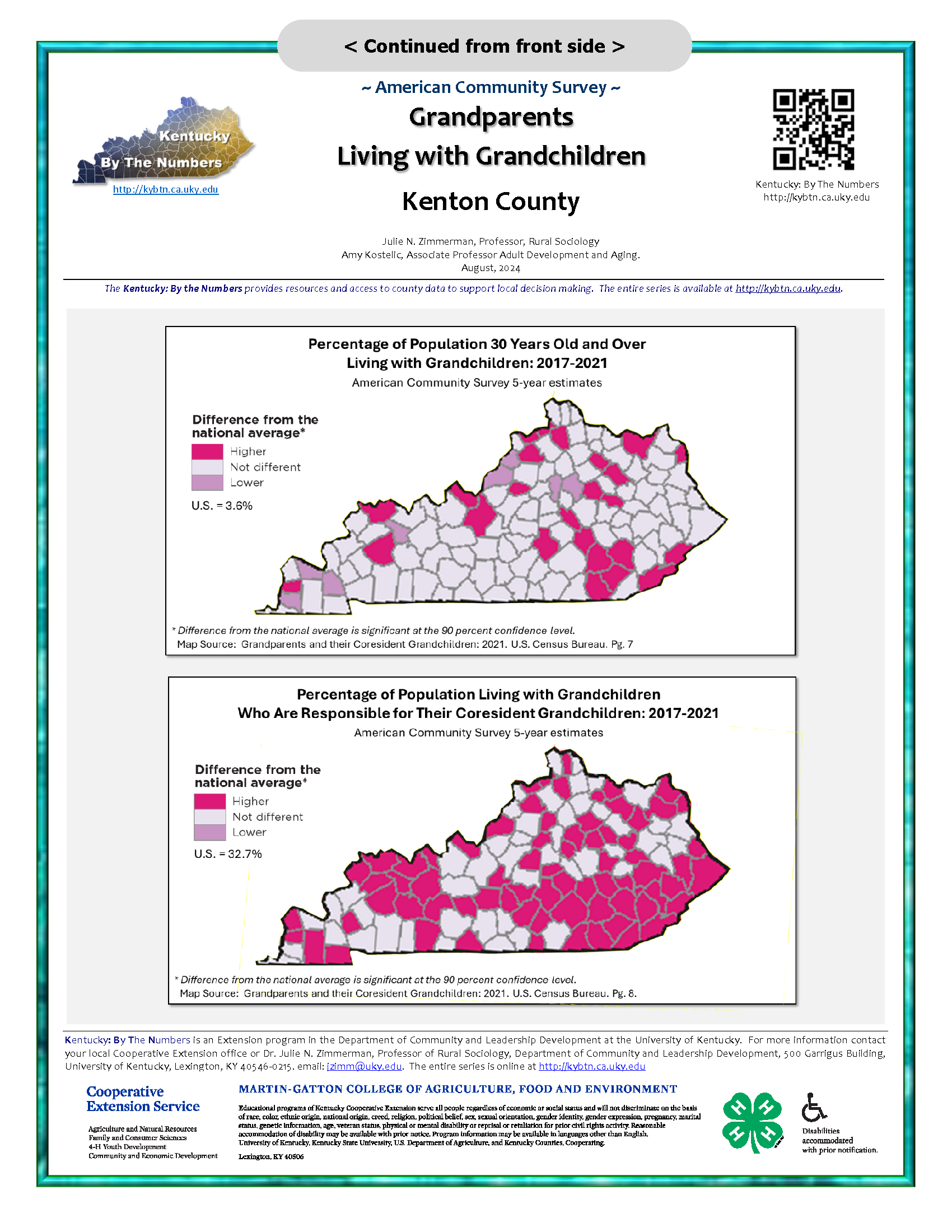 Image of Grandparents Raising Grandchildren issue of Kentucky By The Numbers